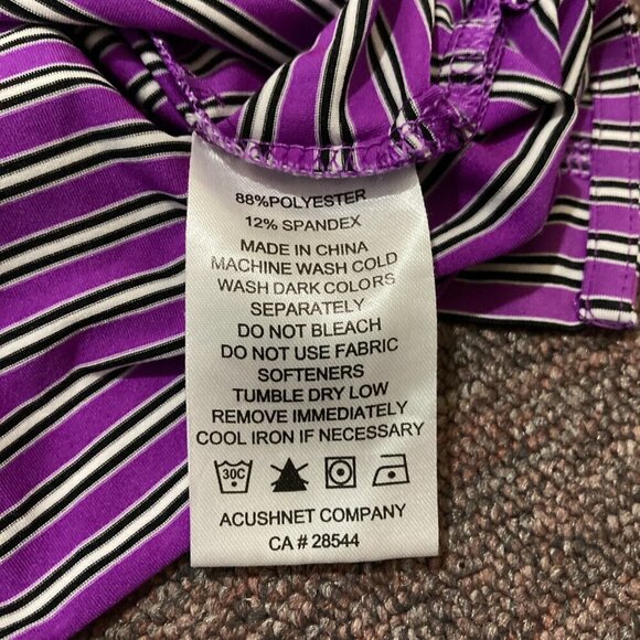 Footjoy Golf Polo Shirt Mens XL Purple White Striped Short Sleeve Lightweight - Picture 5 of 7